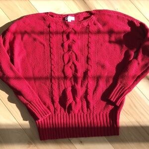 St. John’s Bay red cable knit.  GUC